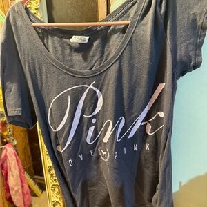 Victoria's Secret Navy Tee with Pink Logo
